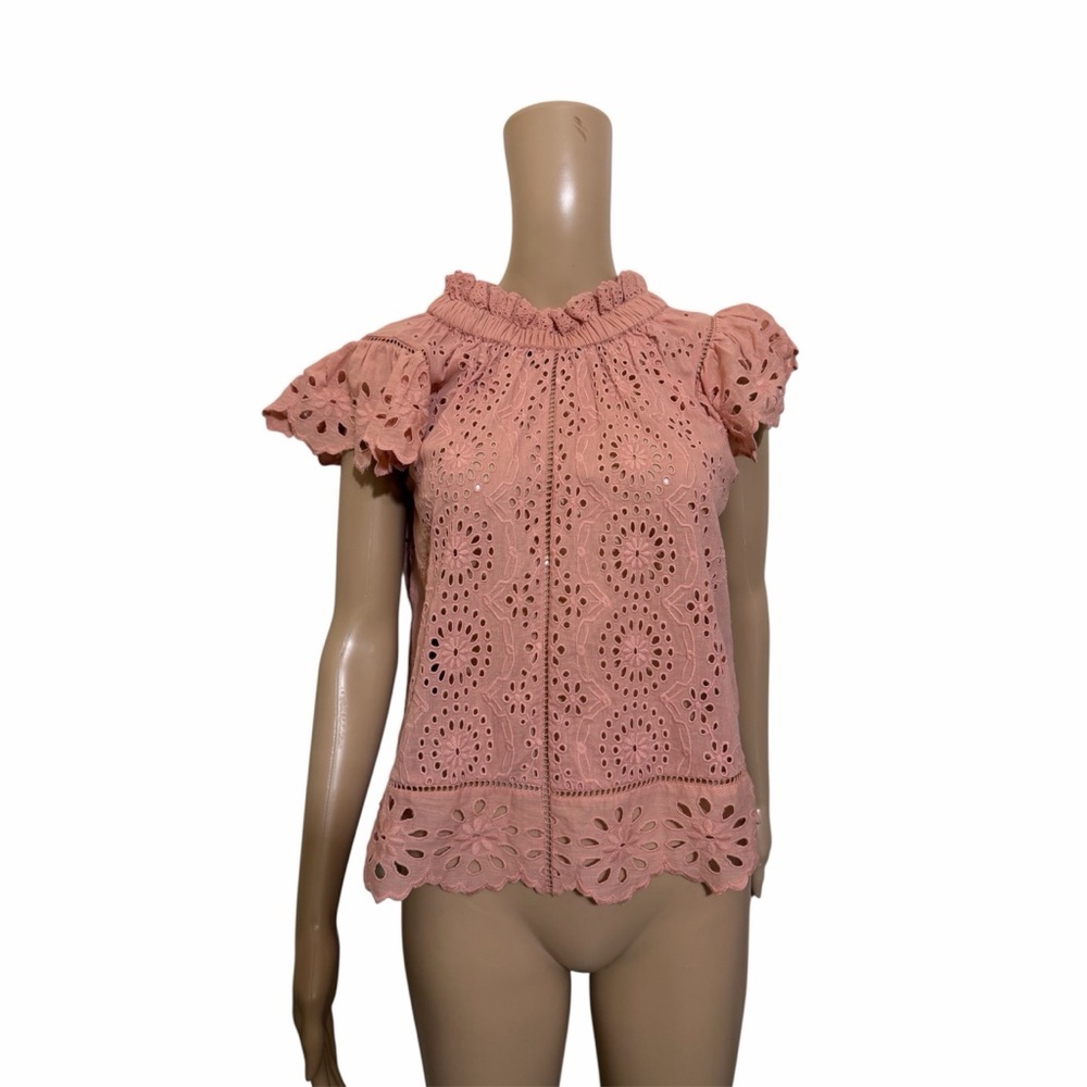 Sea New York Pink Eyelet Button Down Shirt - Picture 2 of 8